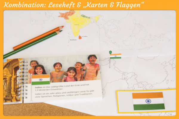 Montessori-Puzzlekarten-Alternative und Ergänzung - Länder und Flaggen Asiens (Download)