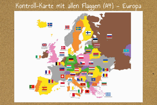 Montessori-Puzzlekarten-Alternative und Ergänzung - Länder und Flaggen Europas (Download)
