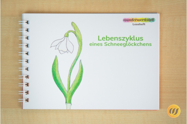 Leseheft: Lebenszyklus eines Schneeglöckchen - illustriert leseheft_schneegloeckchen_gebunden_titel