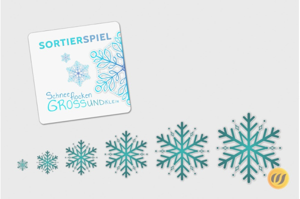 Schneeflocken nach der Größe sortieren Schneeflocken nach der Größe sortieren