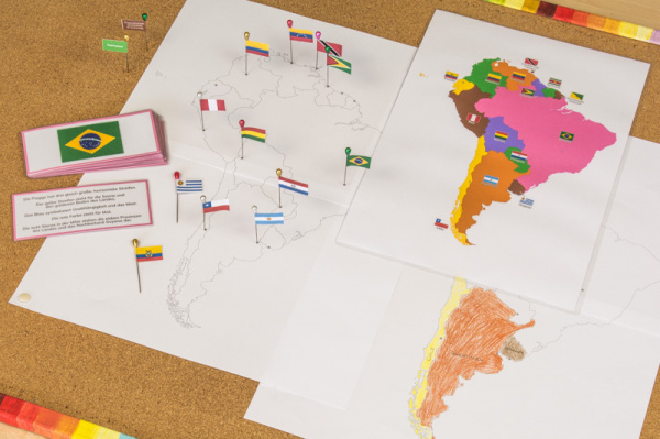 Montessori-Puzzlekarten-Alternative und Ergänzung - Länder und Flaggen Südamerikas (Download)