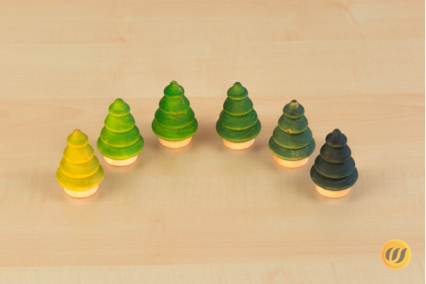 6 Tannenbäumchen in Grüntönen (Bausatz) baeumchen