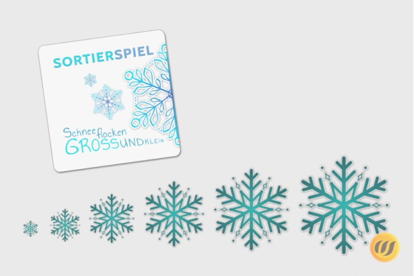 Schneeflocken nach der Größe sortieren Schneeflocken nach der Größe sortieren