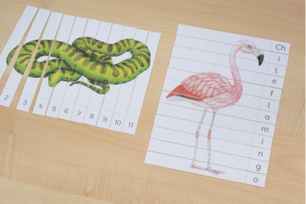 Tiere Südamerikas Streifen-Puzzle (Download) streifenpuzzle_sa