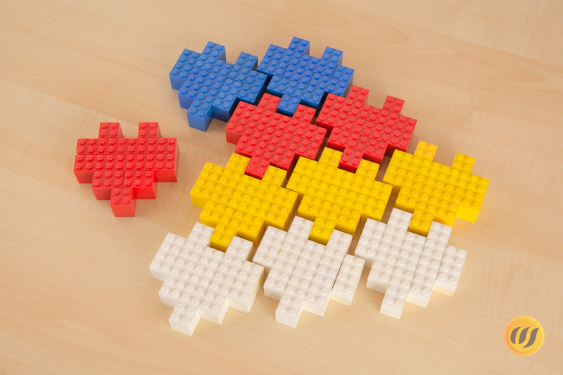 Herzelemente aus Lego