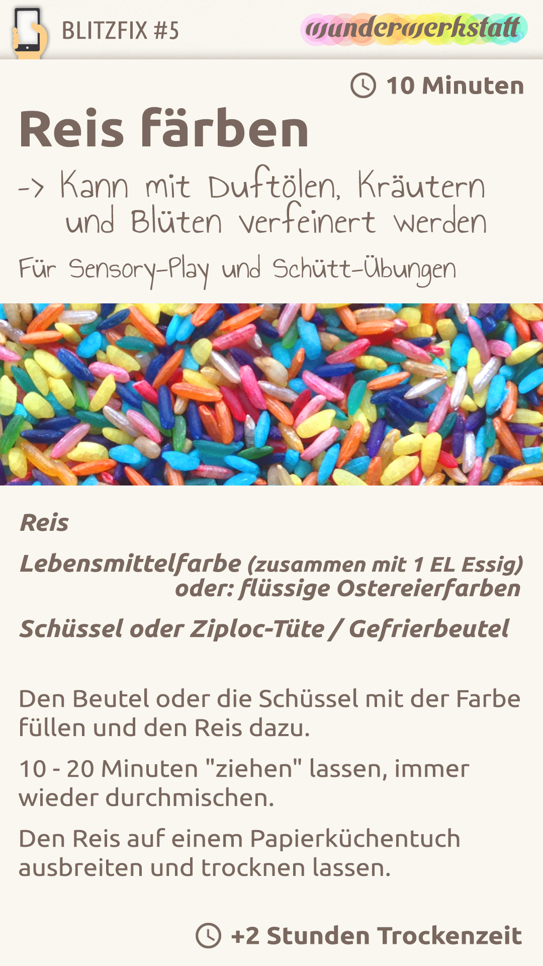 Anleitung zum Färben von Reis