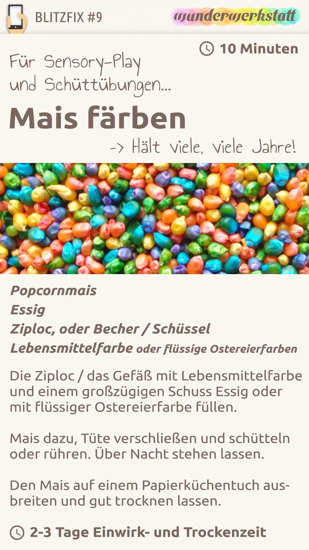 Anleitung zum Färben von Mais